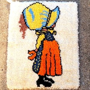 Holly Hobbie Vintage Latch Hook Rug Wall Hanging 20 x27 Girls Room